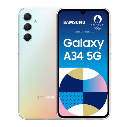 Smartphone Samsung Galaxy A34 6,6" 5G Nano SIM 128 Go Gris État correct Samsung reconditionné disponible sur Fnac