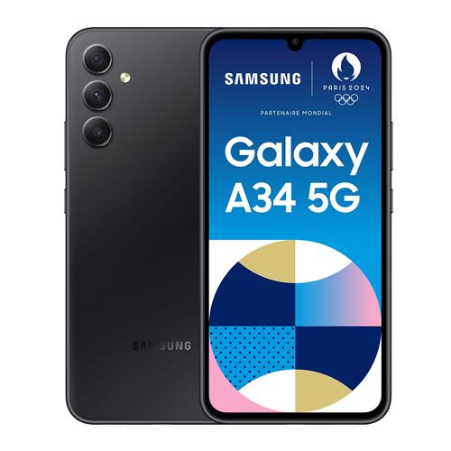 Smartphone Samsung Galaxy A34 6,6" 5G Nano SIM 128 Go Noir État correct Samsung reconditionné disponible sur Fnac