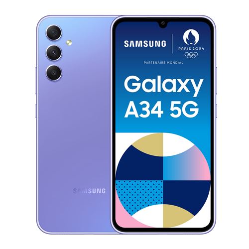 Smartphone Samsung Galaxy A34 6,6" 5G Nano SIM 128 Go Violet État correct Samsung reconditionné disponible sur Fnac