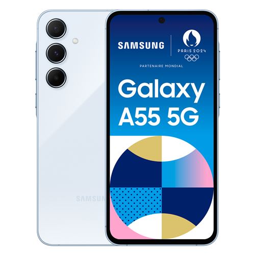 Smartphone Samsung Galaxy A55 6,6" 5G Nano SIM 128 Go Bleu État correct Samsung reconditionné disponible sur Fnac
