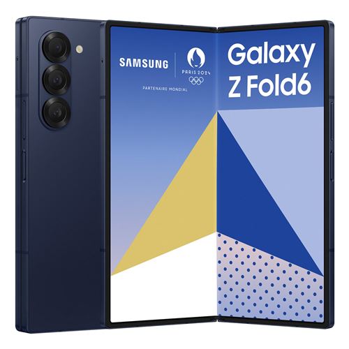 Smartphone Samsung Galaxy Z Fold6 bleu 7.6 RAM 12 Go stockage 512 Go État correct Samsung reconditionné disponible sur Fnac