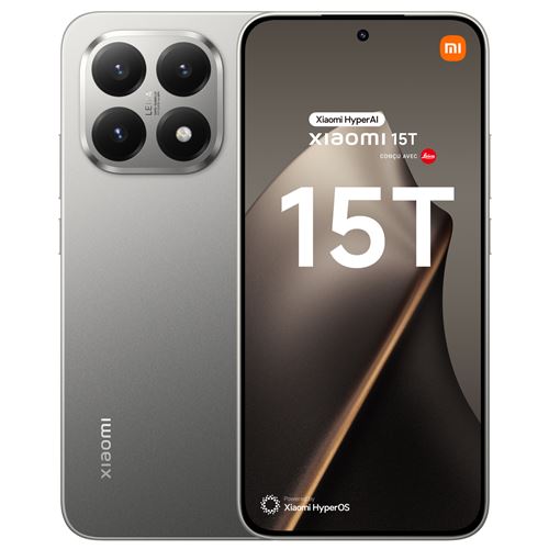 Smartphone Xiaomi 15T 6,83" 5G Double Nano SIM 256 Go Gris Titane conçu avec Leica État correct Xiaomi reconditionné disponible sur Fnac