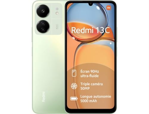 Smartphone Xiaomi redmi 13c vert 6.74 pouces RAM 4 Go 128 Go État correct Xiaomi reconditionné disponible sur Fnac