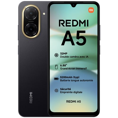 Smartphone Xiaomi Redmi A5 6,88" Double nano SIM 64 Go Noir État correct Xiaomi reconditionné disponible sur Fnac | Dero