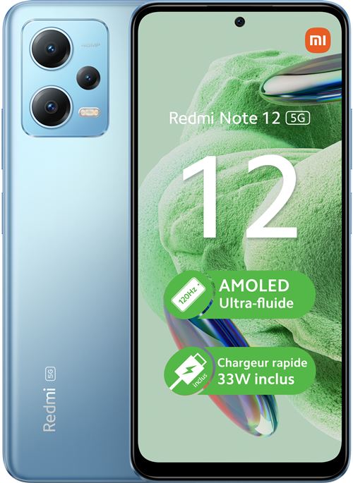Smartphone Xiaomi Redmi Note 12 6,67" 5G Double nano SIM 128 Go Bleu État correct Xiaomi reconditionné disponible sur Fnac