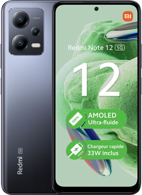 Smartphone Xiaomi Redmi Note 12 6,67" 5G Double nano SIM 128 Go Gris État correct reconditionné disponible sur Fnac