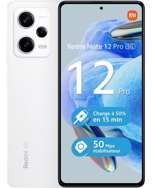 Smartphone Xiaomi Redmi Note 12 Pro 6,67" 5G Double nano SIM 128 Go Blanc État correct reconditionné disponible sur Fnac
