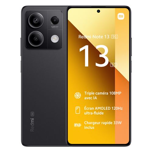 Smartphone Xiaomi Redmi Note 13 5G 6.67" Double SIM 256 Go Noir État correct reconditionné disponible sur Fnac