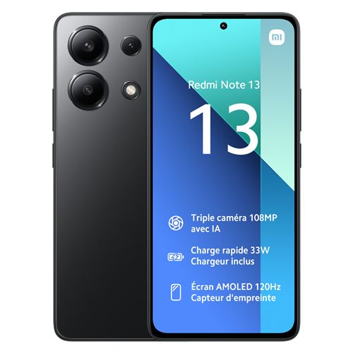 Smartphone Xiaomi Redmi Note 13 6.67" Double SIM 256 Go Noir État correct reconditionné disponible sur Fnac