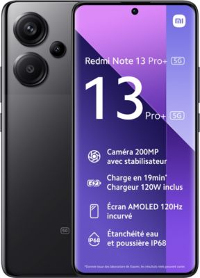 Smartphone XIAOMI Redmi Note 13 Pro+ 5G 256Go Noir Très bon état reconditionné disponible sur Boulanger