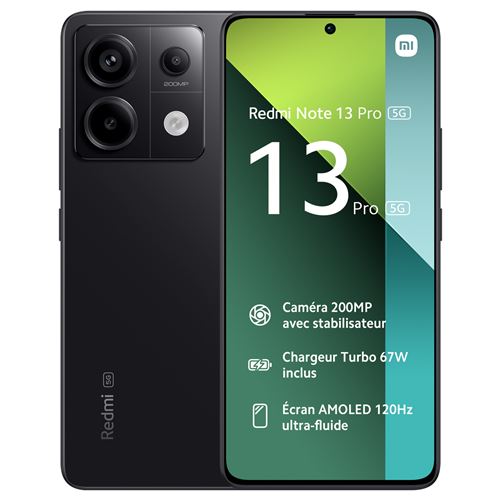 Smartphone Xiaomi Redmi Note 13 Pro 5G 6.67" Double SIM 256 Go Noir État correct reconditionné disponible sur Fnac
