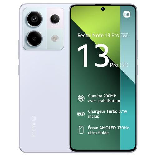 Smartphone Xiaomi Redmi Note 13 Pro 5G 6.67" Double SIM 256 Go Violet État correct Xiaomi reconditionné disponible sur Fnac | Dero