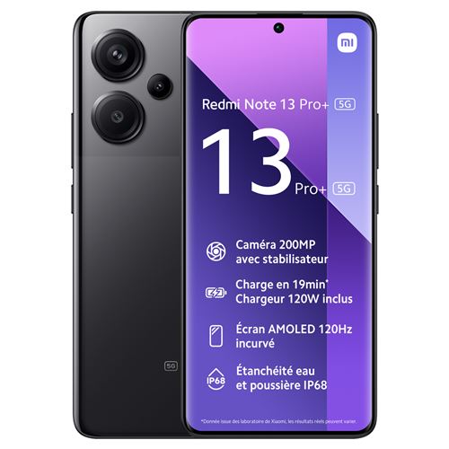 Smartphone Xiaomi Redmi Note 13 Pro+ 5G 6.67" Double SIM 512Go Noir État correct reconditionné disponible sur Fnac