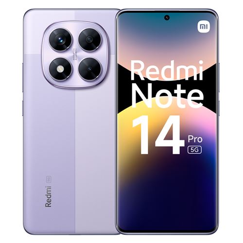 Smartphone Xiaomi Redmi Note 14 Pro 6,67" 5G Double Nano SIM 256 Go Violet lavande État correct Xiaomi reconditionné disponible sur Fnac