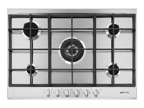 Smeg P272XGH - Table de cuisson au gaz - 5 plaques de cuisson - Niche - largeur : 55.5 cm - profondeur : 47.8 cm - acier inoxydable État correct Smeg reconditionné disponible sur Fnac