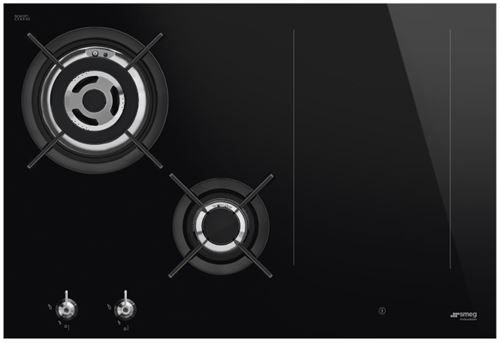 Smeg PM3743D - Table de cuisson mixte induction et gaz - 4 plaques de cuisson - Niche - largeur : 71.9 cm - profondeur : 48.2 cm - avec bord droit - noir État correct reconditionné disponible sur Fnac