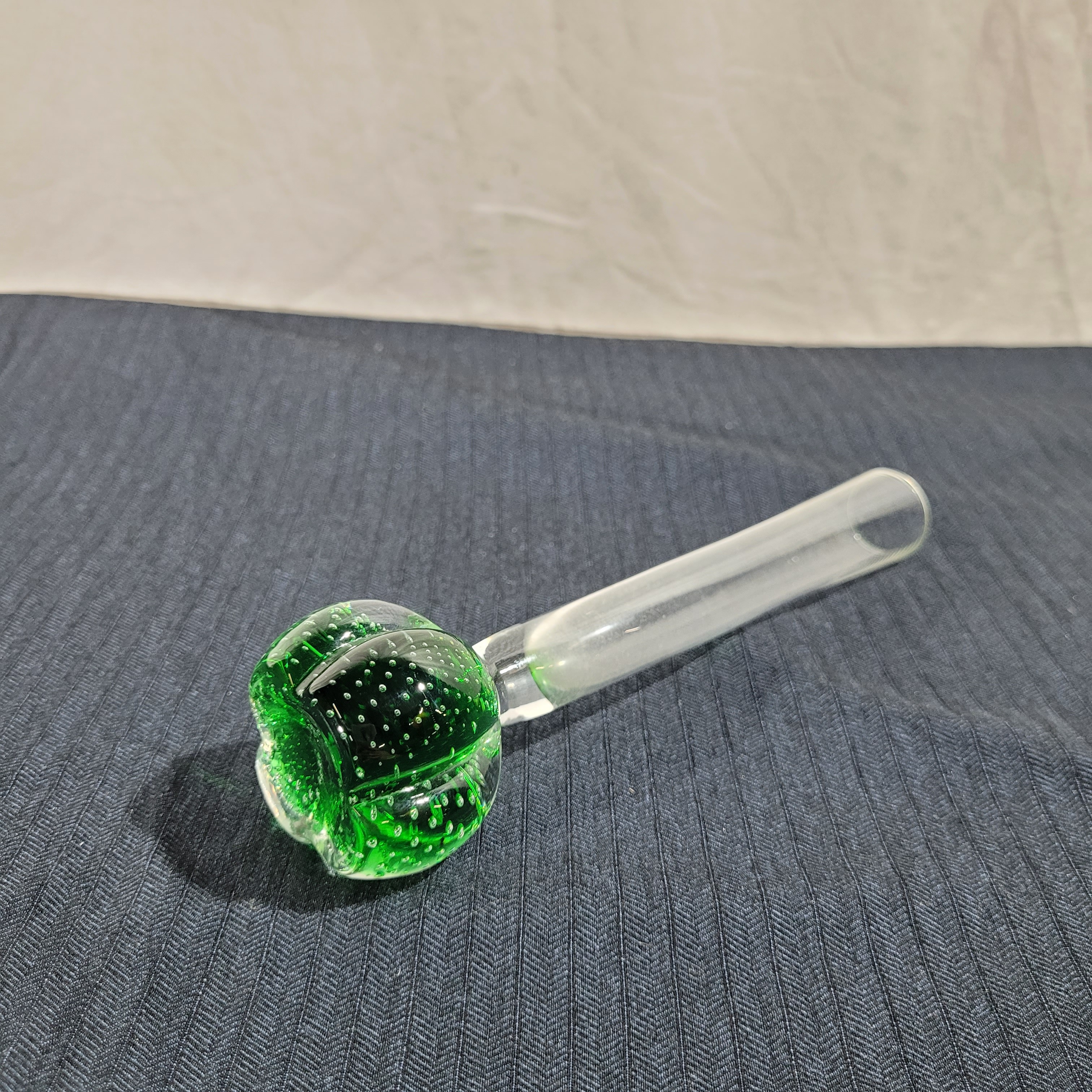 Voir photo 4 de Soliflore vintage en verre soufflé et base bullée verte – 19 cm Soliflore vintage en verre soufflé et base bullée verte – 19 cm Très bon état reconditionné photo 4