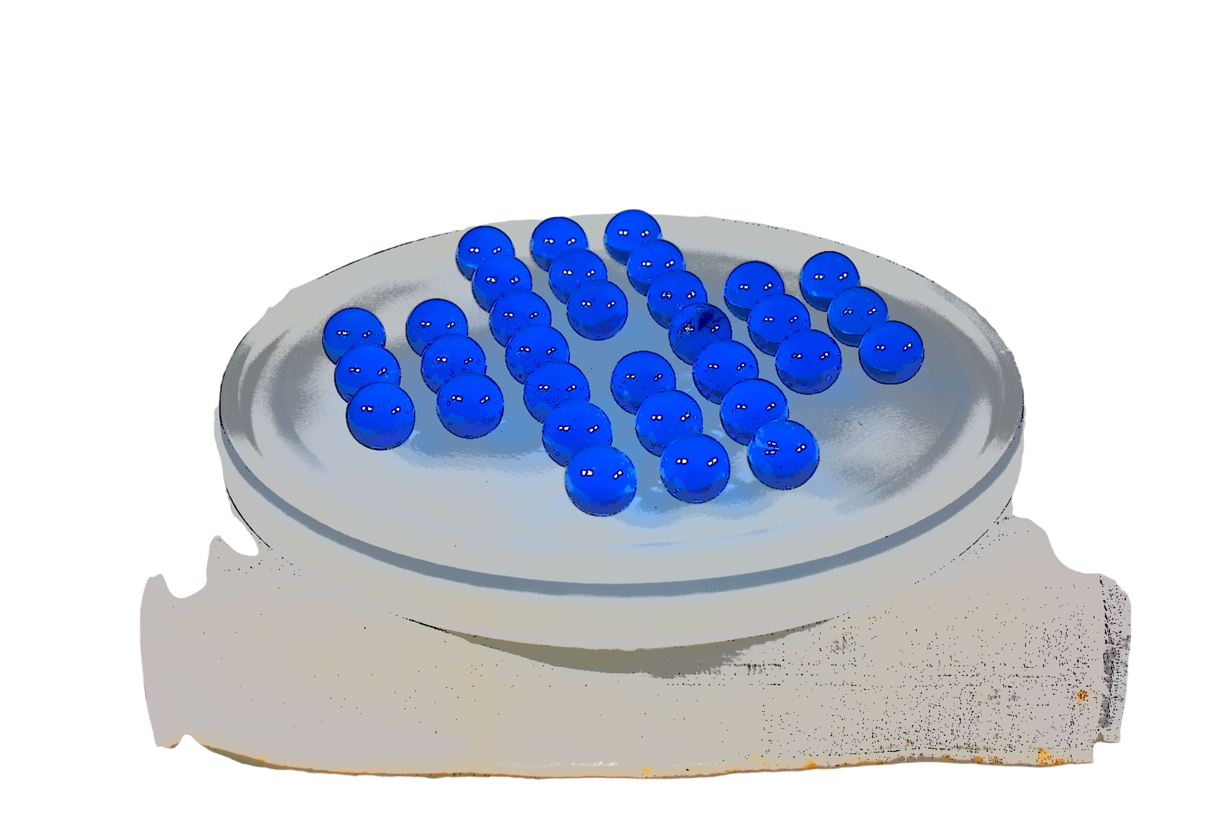 Solitaire en verre translucide avec billes en verre bleu, diamètre 30 cm. Bon état - 15,00 € Solitaire en verre translucide avec billes en verre bleu, diamètre 30 cm. Bon état reconditionné disponible sur Label Emmaüs