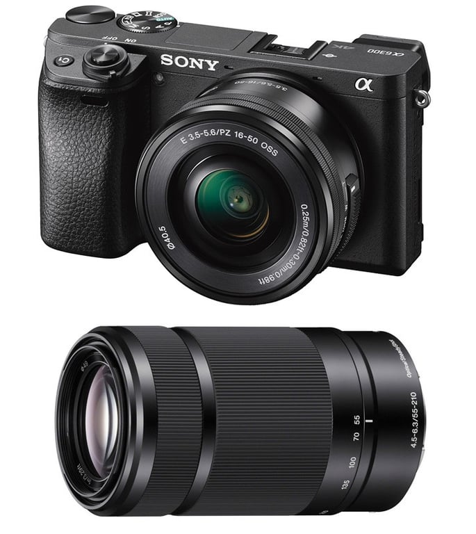 Sony Alpha 6300 + 16-50mm + 55-210mm Kit d'appareil-photo SLR 24,2 MP CMOS 6000 x 4000 pixels Noir - Très bon état Très bon état reconditionné disponible sur Pixmania