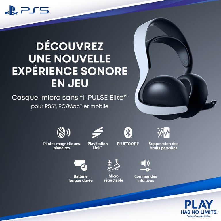 Sony Casque sans Fil PULSE Elite - Excellent état Parfait état Sony reconditionné photo 2 | Dero