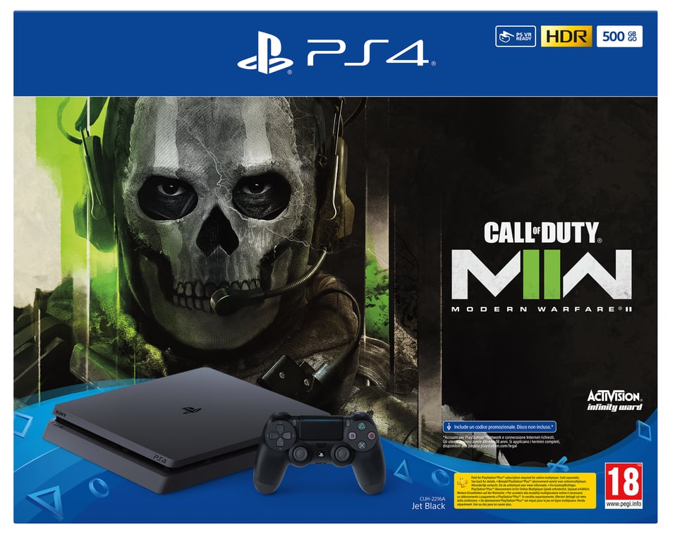 Sony PlayStation 4 500GB + CALL OF DUTY: Modern Warfare 2 500 Go Wifi Noir - Bon état Bon état - 299,99 € Sony PlayStation 4 500GB + CALL OF DUTY: Modern Warfare 2 500 Go Wifi Noir - Bon état Bon état reconditionné disponible sur Pixmania