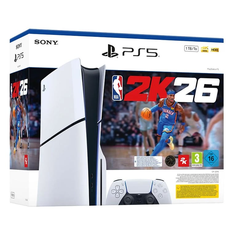 Sony PlayStation 5 Slim - NBA 2K26 Bundle 1 To Wifi Noir, Blanc - Très bon état Très bon état - 719,99 € Sony PlayStation 5 Slim - NBA 2K26 Bundle 1 To Wifi Noir, Blanc - Très bon état Très bon état Sony reconditionné disponible sur Pixmania