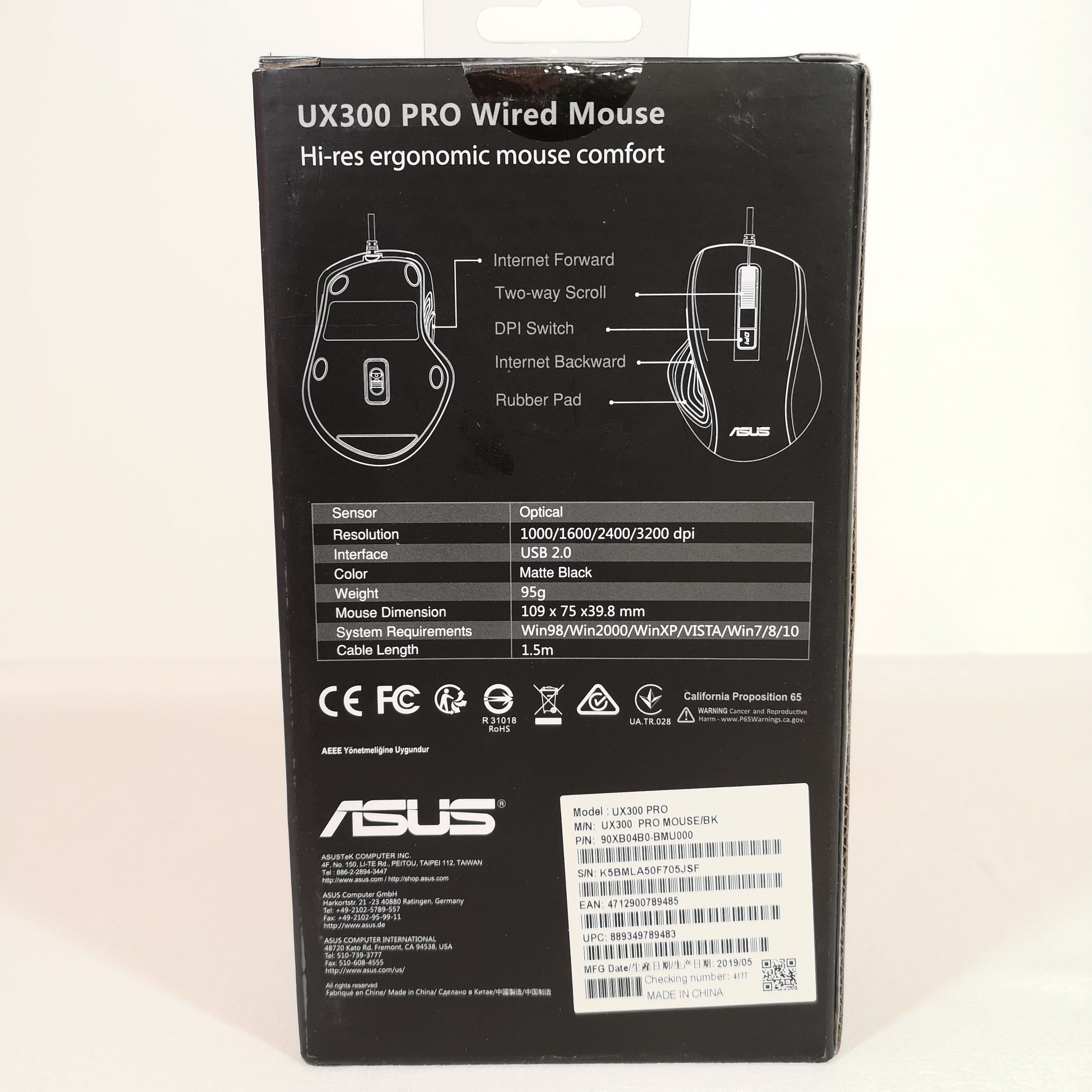 Voir photo 3 de Souris ASUS UX300 PRO Optique filaire 3200dpi neuve Souris ASUS UX300 PRO Optique filaire 3200dpi neuve neuf reconditionné photo 3