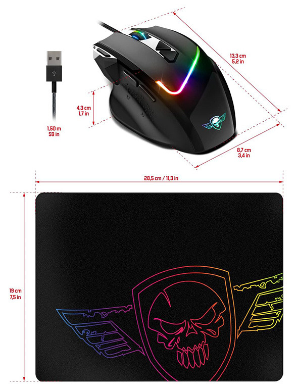 Voir photo 3 de Souris gamer Spirit Of Gamer PRO-M3 RGB + Tapis Souris gamer Spirit Of Gamer PRO-M3 RGB + Tapis Parfait état reconditionné photo 3