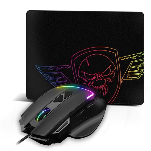 Souris gaming filaire Spirit Of Gamer PRO-M3 RGB Noir et gris + Tapis de souris Noir État correct Spirit of Gamer reconditionné disponible sur Fnac