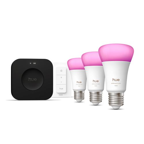 Starter kit Ampoule connectée Philips Hue E27 ambiance Blanc et couleur État correct reconditionné disponible sur Fnac