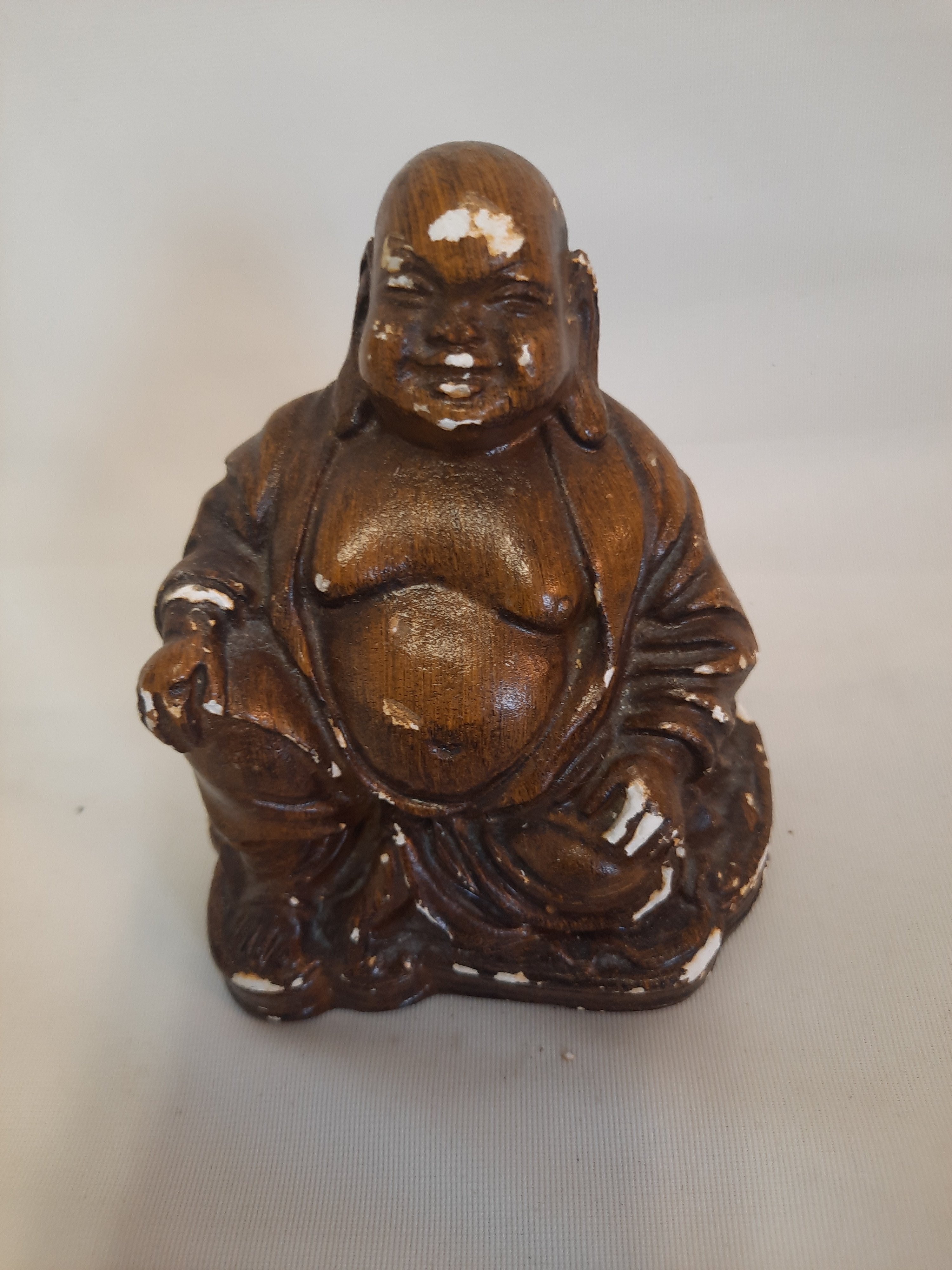 Voir photo 2 de Statuette de Bouddha Souriant en Porcelaine Statuette de Bouddha Souriant en Porcelaine État correct reconditionné photo 2