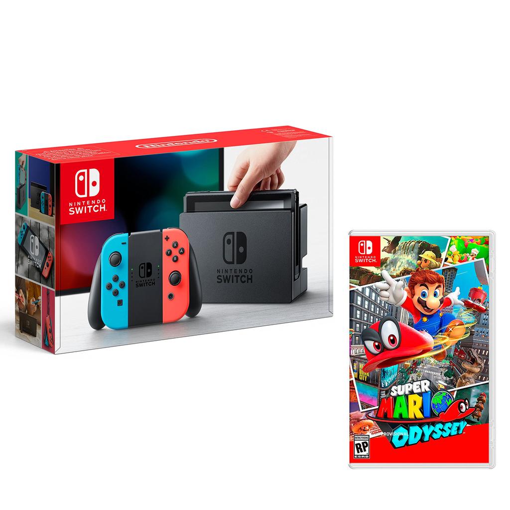 Voir photo 1 de Switch 32GB - Bleu - Edition limitée Standard + Mario Odyssey | Dero Switch 32GB - Bleu - Edition limitée Standard + Mario Odyssey Reconditionné Nintendo reconditionné | Dero