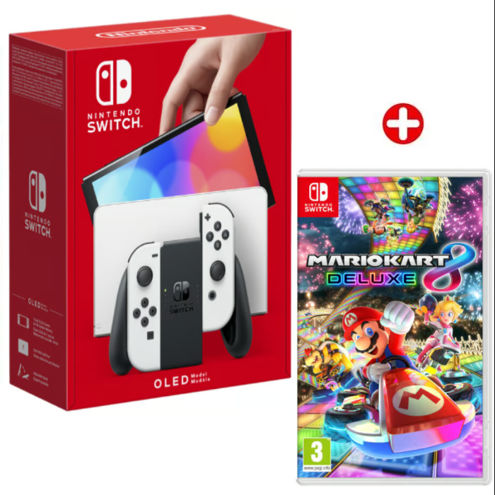 Switch OLED & Mario Kart 8 Deluxe - Console de jeux portables 17,8 cm (7 ) 64 Go Écran tactile Wifi Noir, Blanc - Excellent état Parfait état Nintendo reconditionné disponible sur Pixmania