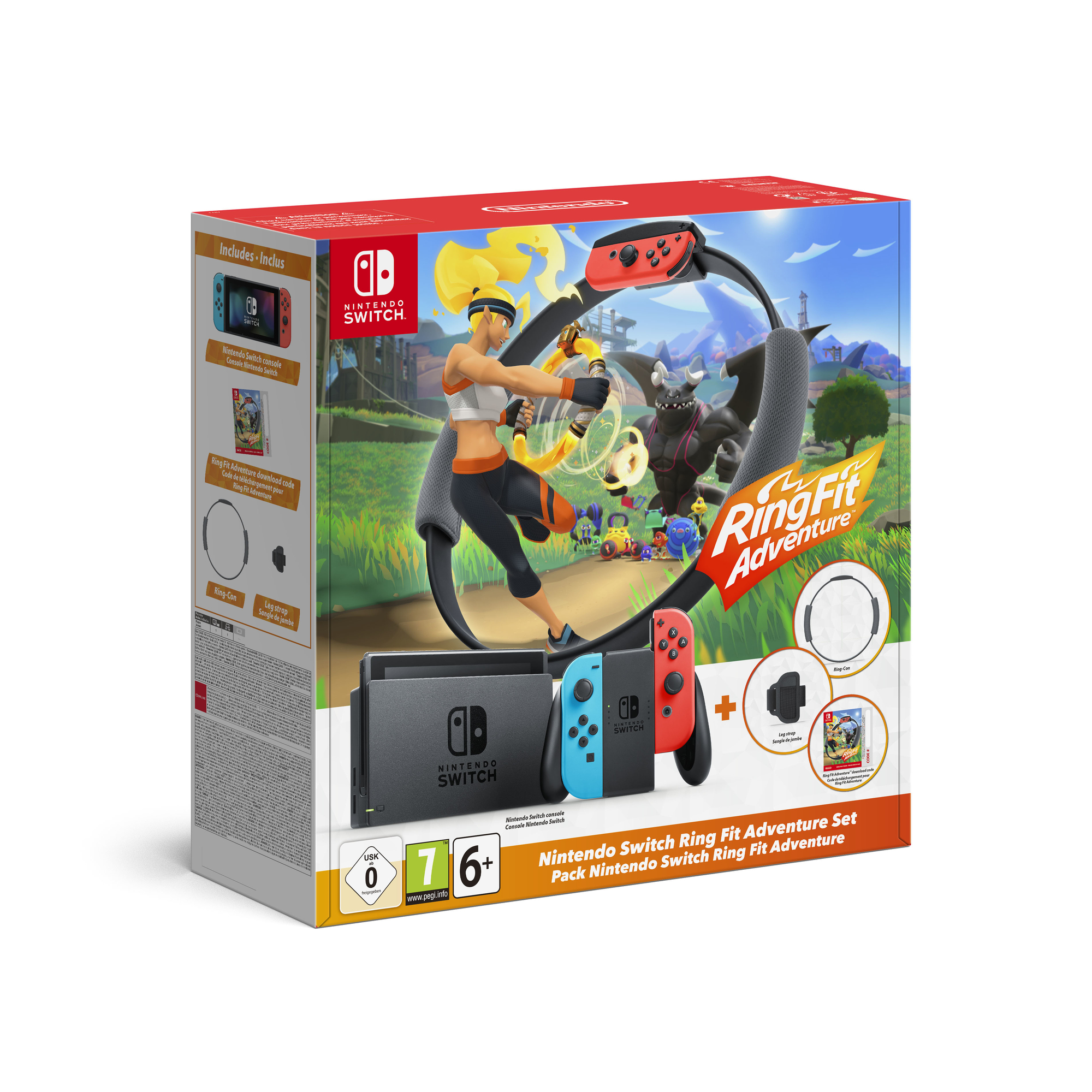 Switch + Ring Fit Adventure - Console de jeux portables 15,8 cm (6.2 ) 32 Go Wifi, Noir, Bleu, Rouge - Bon état Bon état Nintendo reconditionné disponible sur Pixmania