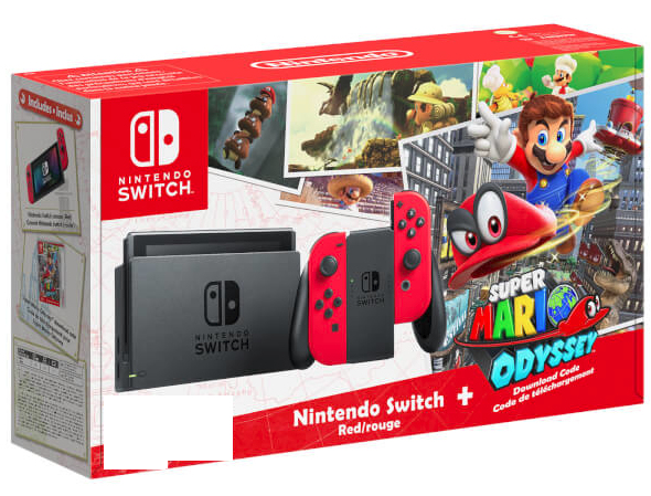 Switch & Super Mario Odyssey - Console de jeux portables 15,8 cm (6.2 ) 32 Go Écran tactile Wifi Gris, Rouge - Excellent état Parfait état Nintendo reconditionné disponible sur Pixmania