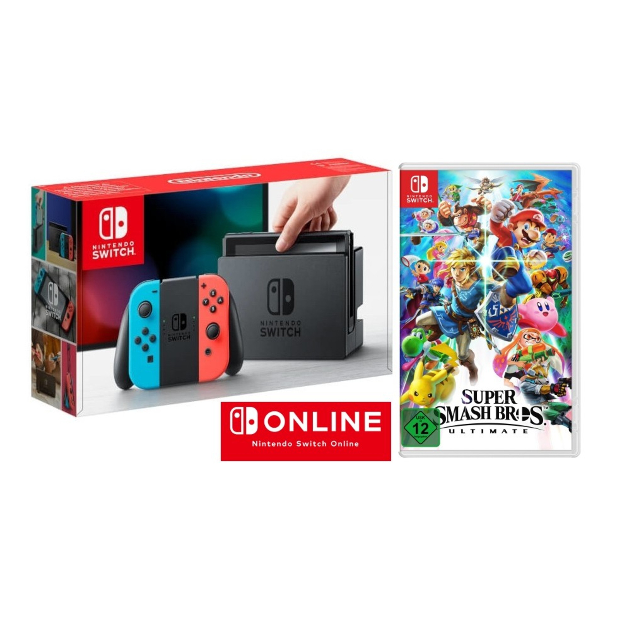 Switch + Super Smash Bros. Ultimate + 3 Months Online - Console de jeux portables 15,8 cm (6.2 ) 32 Go Wifi, Noir, Bleu, Rouge - Bon état Bon état - 369,99 € Switch + Super Smash Bros. Ultimate + 3 Months Online - Console de jeux portables 15,8 cm (6.2 ) 32 Go Wifi, Noir, Bleu, Rouge - Bon état Bon état Nintendo reconditionné disponible sur Pixmania