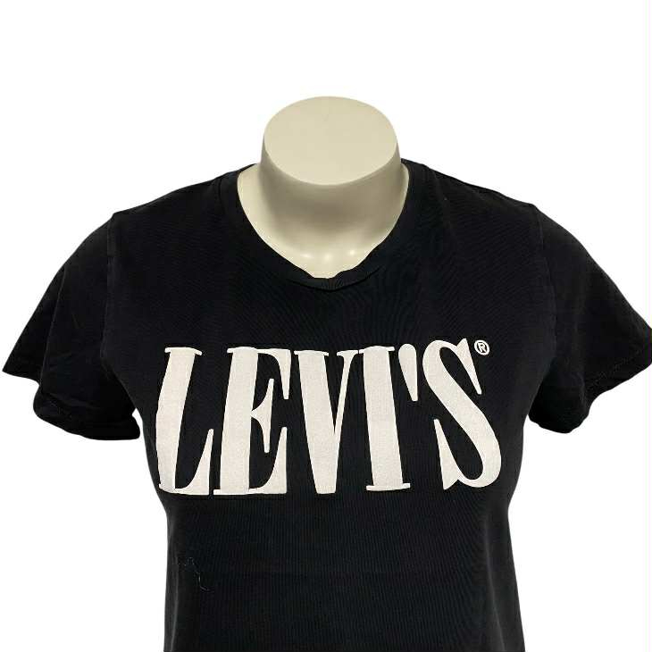 Voir photo 3 de T-shirt noir femme avec logo imprimé blanc - Levi’s - S T-shirt noir femme avec logo imprimé blanc - Levi’s - S Très bon état reconditionné photo 3