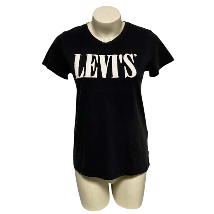 Acheter T-shirt noir femme avec logo imprimé blanc - Levi’s - S Très bon état - 11,00 € T-shirt noir femme avec logo imprimé blanc - Levi’s - S Très bon état reconditionné disponible sur Label Emmaüs