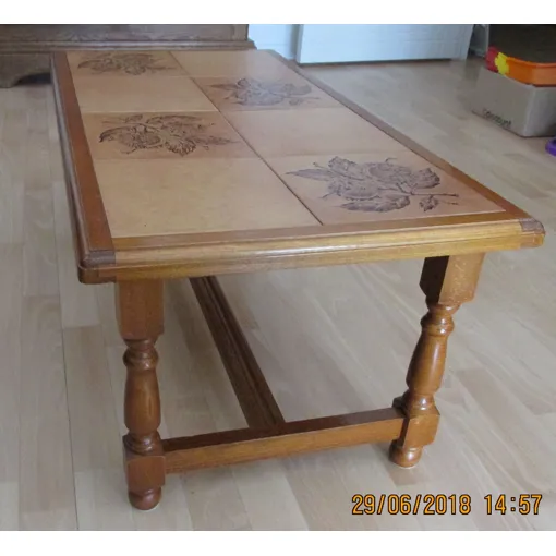 Table basse de salon en chêne occasion reconditionné disponible sur Rakuten