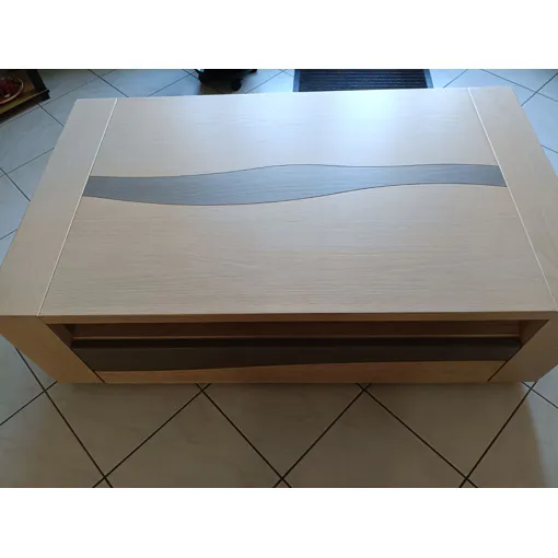 Table basse en chêne massif avec grand tiroir occasion reconditionné disponible sur Rakuten