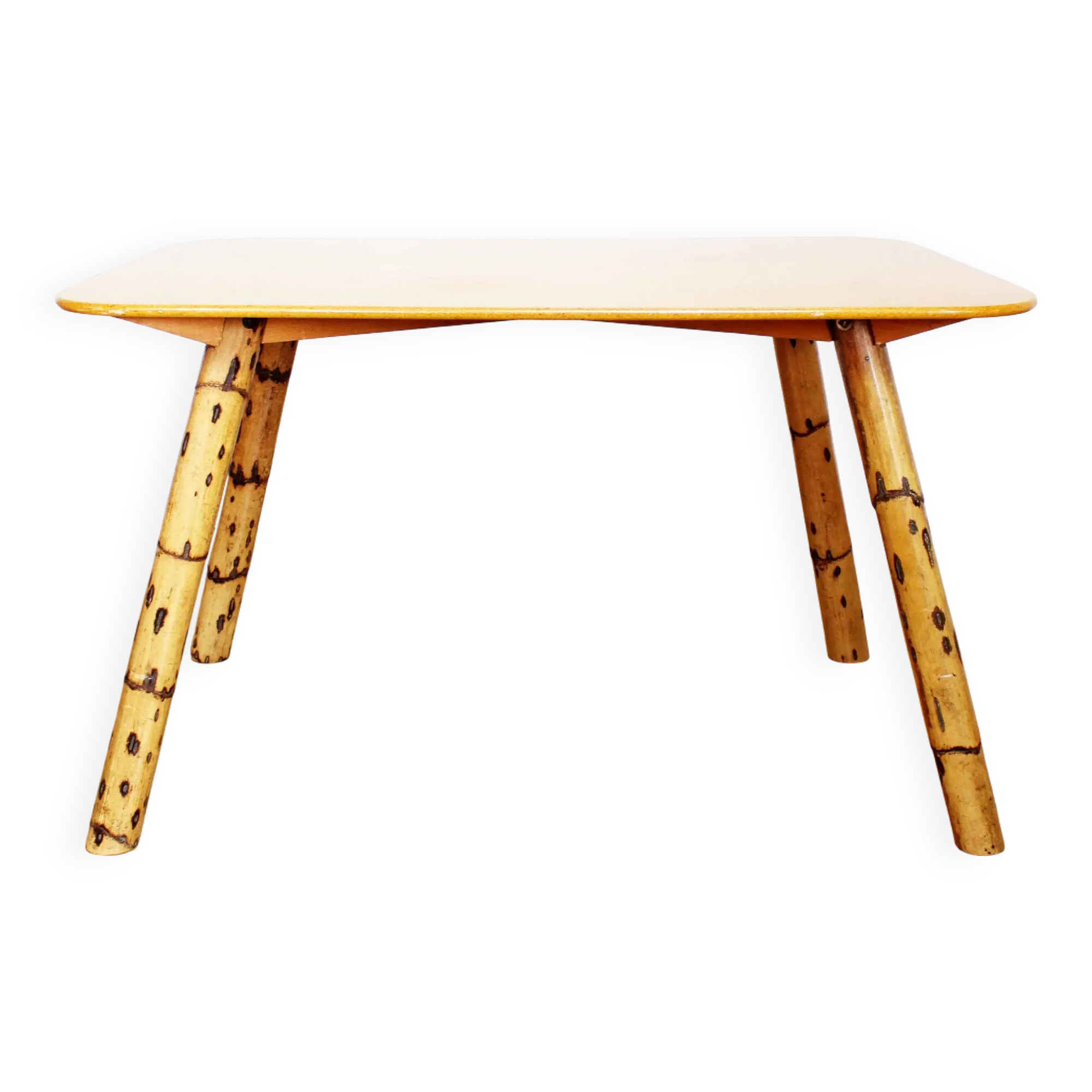 Table basse en rotin et bois comprimé 1970 Bon état reconditionné (offre indisponible)