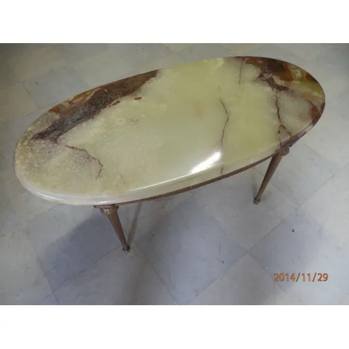 TABLE BASSE OVALE MARBRE ET LAITON Bon état reconditionné disponible sur Rakuten