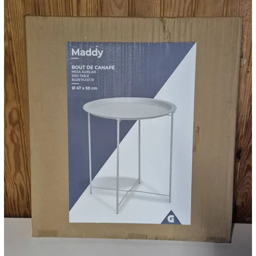 Table d'appoint / bout de canapé en métal blanche occasion reconditionné disponible sur Rakuten