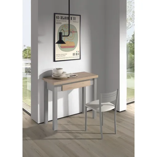 Table de cuisine extensible portefeuille mélamine chêne¿gris L40/80 cm Bon état reconditionné disponible sur Rakuten
