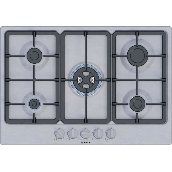 Voir photo 1 de Table de cuisson a gaz - BOSCH Série 4 - 5 foyers - 52 x 75 x 4,5 cm - PGQ7B5K90 - Inox - Bon état | Dero Table de cuisson a gaz - BOSCH Série 4 - 5 foyers - 52 x 75 x 4,5 cm - PGQ7B5K90 - Inox - Bon état Bon état Bosch reconditionné | Dero