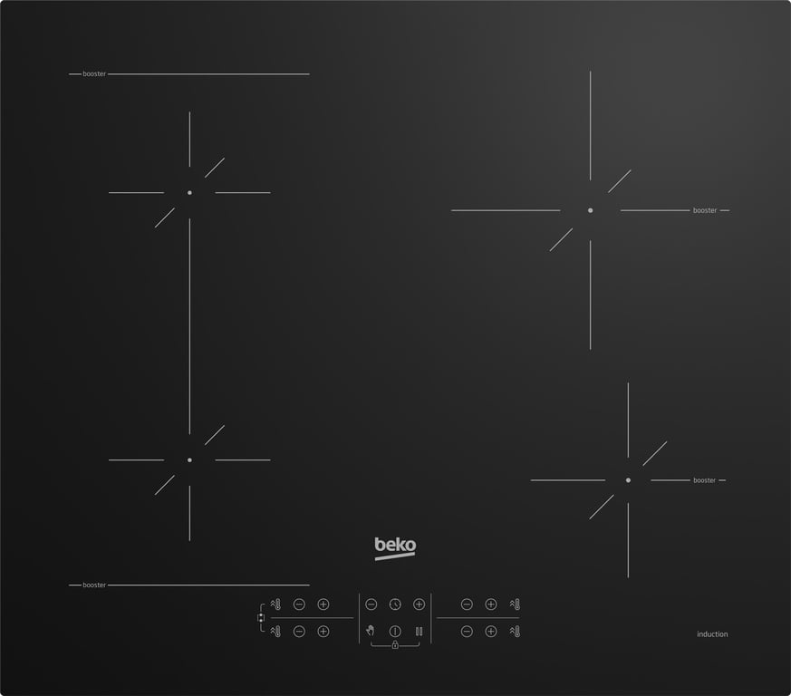 Table de cuisson Beko HII64200SFMT Noir Encastrable 59 cm Table de cuisson à induction 4 foyers - Excellent état Parfait état Beko reconditionné disponible sur Pixmania