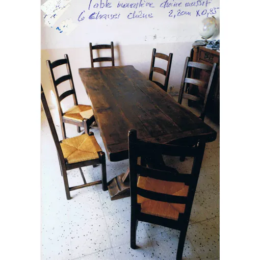 Table De Ferme En Chaine Massif + 6 Chaises Paillées Bon état reconditionné disponible sur Rakuten
