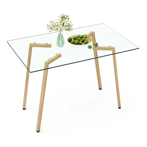 Table en verre rectangulaire moderne, verre trempé de 0,8 cm d'épaisseur, robuste et durable, pour 4-6 personnes, idéale pour la cuisine, la salle à manger et le salon, 110 x 70 x 75 cm Bon état reconditionné disponible sur Rakuten