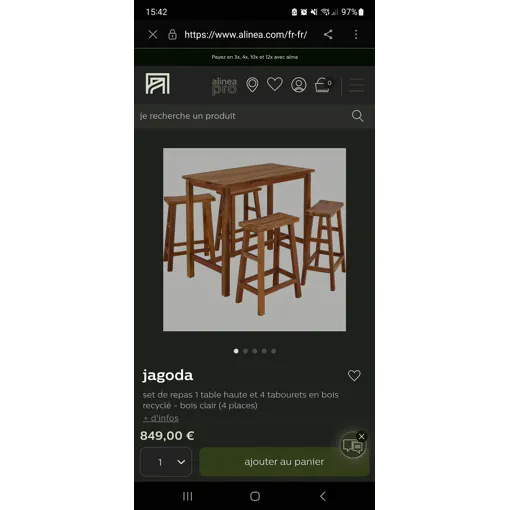 Table Haute Mange Debout Bon état reconditionné disponible sur Rakuten
