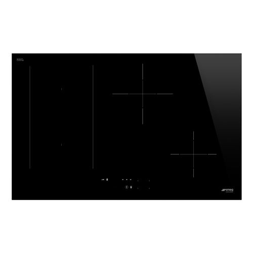 Table induction 80 cm, Installation affleurante ou traditionnelle, Verre ceramique Eclipse avec bord droit, Commandes Evoslider (slider unique avec LED blanches), 4 foyers induction avec booster dont 1 multizone, 9 niveaux de puissance +Booster État correct Smeg reconditionné disponible sur Fnac
